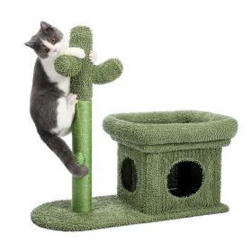 Cat Tree 27.6 inches with Cactus Scratching Posts; Creative Scratching Posts; Stylish Cat Tree; with Ball and Cat House Green