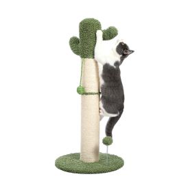 Large Cactus Cat Scratching Post with Natural Sisal Ropes; Cat Scratcher for Cats and Kittens White