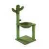 Cactus Cat Tree Cat Scratching Post with Hammock Play Tower; Full Wrapped Sisal Scratching Post for Cats 93.5cm Green