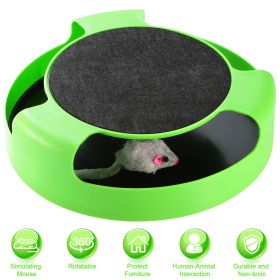 Cat Interactive Scratching Toy w/ Rotating Running Mouse Catching Plate Non-toxic Claw Kitten Toys