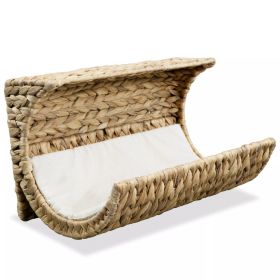 vidaXL Cat Bed with Cushion Water Hyacinth 14.6"x7.9"x7.9"