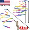 Free shipping 2Pcs Cat Toy Wand Teaser Catcher Stick Exerciser Interactive Toy Pet Play YJ