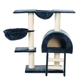 Cat Tree 41" Dark Blue Plush