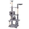 Cat Tree 75" Gray with Paw Prints Plush