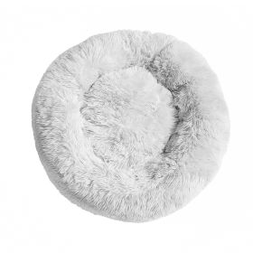 Pet Bed for Small Dogs and Cats Luxurious Faux Fur Donut Cuddler Soft Plush Fluffy Indoor Cat Bed, Grey