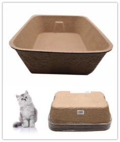 Disposable Cat Litter Box (5 Pack of Trays) Eco Friendly 100% Recycled Paper Cat Tray (Shipment From FBA)