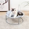 Cat Bed Soft Plush Cat Hammock with Dangling Ball for Cats, Small Dogs Gray