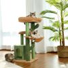 Cactus Cat Tree Cat Tower with Sisal Covered Scratching Post;  Cozy Condo;  Plush Perches and Fluffy Balls for Indoor Cats XH