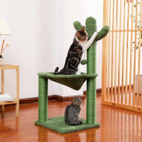 Cat Tree Scratcher Cactus With Cat Scratching Post Hammock Interactive Ball Green XH