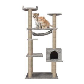 55.1" Multi-Scratcher Scratching Post Cat Tree â€“ Grey