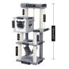 Cat Tree 52 Inches Multi-Level Modern Wooden Cat Tower with Hammock and Scratching Posts and Cat Condo for Adult Cats Gray