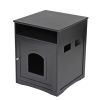 Cat's Wooden House Indoor Feline Condo Toilet Litter Box Hideaway Beside Table Nightstand;  Black