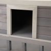 Double Story Outdoor Cat House with Sun Panels and Balcony - Gray