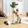 Large Cactus Cat Scratching Post with Natural Sisal Ropes; Cat Scratcher for Cats and Kittens White