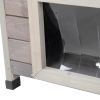 Double Story Outdoor Cat House with Sun Panels and Balcony - Gray