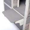 Double Story Outdoor Cat House with Sun Panels and Balcony - Gray