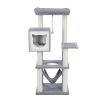 Cat Tree 52 Inches Multi-Level Modern Wooden Cat Tower with Hammock and Scratching Posts and Cat Condo for Adult Cats Gray