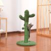 Cactus Cat Scratching Post with Natural Sisal Ropes; Interactive Ball; Cat Scratcher for Cats and Kittens Green