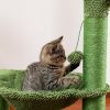 Cactus Cat Tree Cat Scratching Post with Hammock Play Tower; Full Wrapped Sisal Scratching Post for Cats 93.5cm Green