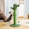 Large Cactus Cat Scratching Post with Natural Sisal Ropes; Cat Scratcher for Cats and Kittens Green