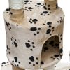 Cat Tree Cuddles XL 90" - 102" Beige with Paw Prints Plush