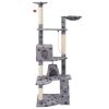 Cat Tree 75" Gray with Paw Prints Plush