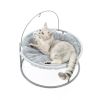 Cat Bed Soft Plush Cat Hammock with Dangling Ball for Cats, Small Dogs Gray