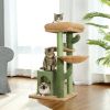 Cactus Cat Tree Cat Tower with Sisal Covered Scratching Post;  Cozy Condo;  Plush Perches and Fluffy Balls for Indoor Cats XH