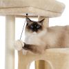 Cat Tree Luxury 34 Inches Cat Tower with Double Condos; Spacious Perch; Fully Wrapped Scratching Sisal Posts and Replaceable Dangling Balls Beige