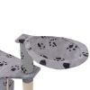 Cat Tree 75" Gray with Paw Prints Plush