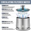 Cat Water Fountain Stainless Steel 84oz/2.5L Dog Water Fountain Metal Ultra Quiet & Burnout Prevention Pump & Smart LED Light & Triple Filtration