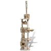 Cat Tree Scratching Post 87" - 94" 3 Condos Beige with Paw Prints