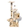 Cat Tree Scratching Post 45" 1 Condo Beige with Paw Prints