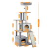 Modern Wood Cat Tree Cats Multi Floor Large Play Tower Sisal Scratching Post Kitten Furniture Activity Centre With Condo Playhouse Dangling Toy Grey