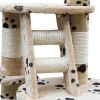 Cat Tree Cuddles XL 90" - 102" Beige with Paw Prints Plush