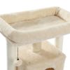 Modern Small Cat Tree Cat Tower with Sisal Scratching Post, Cozy Condo, Top Perch and Dangling Ball Beige