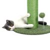 Large Cactus Cat Scratching Post with Natural Sisal Ropes; Cat Scratcher for Cats and Kittens Green