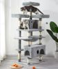 Large Cat Tree Condo with Sisal Scratching Posts Perches Houses Hammock; Cat Tower Furniture Kitty Activity Center Kitten Play House Gray