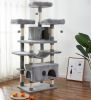 Large Cat Tree Condo with Sisal Scratching Posts Perches Houses Hammock; Cat Tower Furniture Kitty Activity Center Kitten Play House Gray