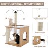 Cat Furniture Cat Tree Cat Tower with Sisal Scratching Posts Hammock Perch Cat Bed Platform Dangling Ball Beige RT