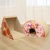 Tinklylife Cat Condo Scratcher Post Cardboard; Looking Well with Delicious Doughnut Shape Cat Scratching House Bed Furniture Protector; Pink Colour