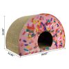 Tinklylife Cat Condo Scratcher Post Cardboard; Looking Well with Delicious Doughnut Shape Cat Scratching House Bed Furniture Protector; Pink Colour