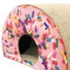 Tinklylife Cat Condo Scratcher Post Cardboard; Looking Well with Delicious Doughnut Shape Cat Scratching House Bed Furniture Protector; Pink Colour