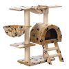 Cat Tree 41" Beige with Paw Prints Plush