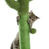 Cactus Cat Scratching Post with Natural Sisal Ropes; Interactive Ball; Cat Scratcher for Cats and Kittens Green