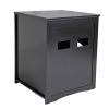 Cat's Wooden House Indoor Feline Condo Toilet Litter Box Hideaway Beside Table Nightstand;  Black