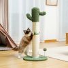 Large Cactus Cat Scratching Post with Natural Sisal Ropes; Cat Scratcher for Cats and Kittens White