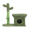 Cat Tree 27.6 inches with Cactus Scratching Posts; Creative Scratching Posts; Stylish Cat Tree; with Ball and Cat House Green