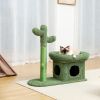 Cat Tree 27.6 inches with Cactus Scratching Posts; Creative Scratching Posts; Stylish Cat Tree; with Ball and Cat House Green