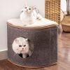 Wooden Cat House with 2 Removable Washable Cushions Cat Condo Sturdy Large Cave